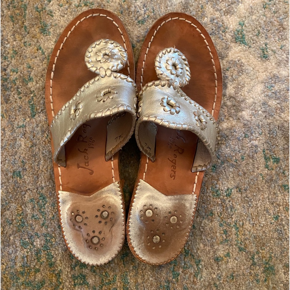 Jack Rogers Classic Flatbed Sandal / Platinum / 7M